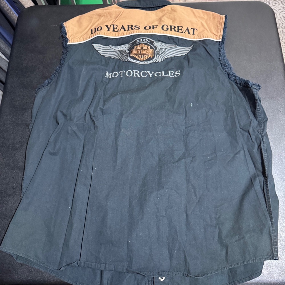 Harley-Davidson Sleeveless Shirt Mens 2XL Black 110th Anniversary Biker Shirt